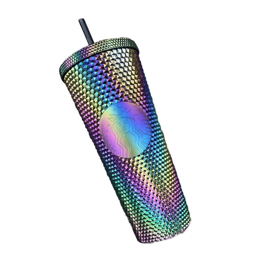Starbucks Limited Edition Studded Oil‎ slick Rainbow Iridescent Tumbler 24 oz